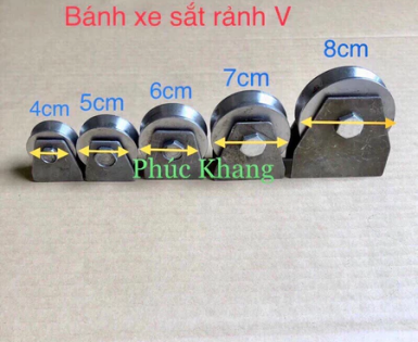 Bánh xe sắt rảnh V - Bánh xe cửa cổng - Bánh xe cửa lùa - Ròng rọc Sắt. Kích thước 4cm-5cm-6cm-8cm-10cm