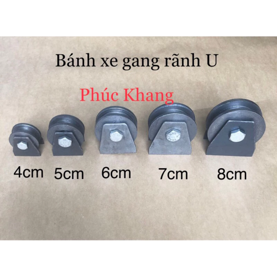Bánh xe sắt rãnh U - Bánh xe cửa cổng - Bánh xe cửa lùa - Kích thước 4cm-5cm-6cm-7cm-8cm