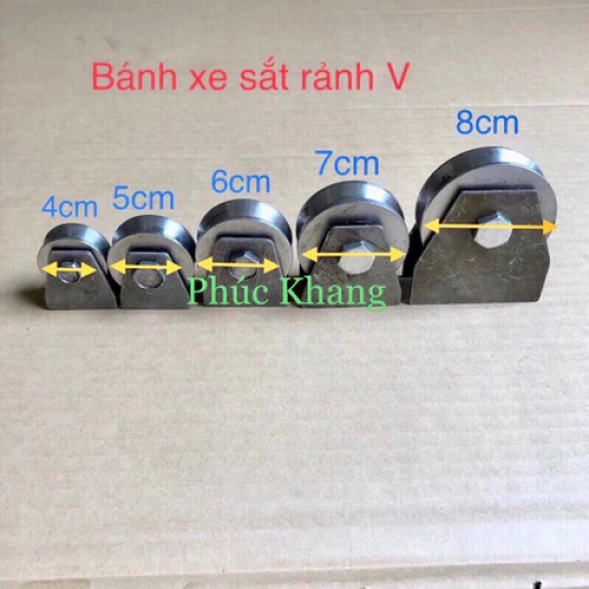 Bánh xe sắt rảnh V - Bánh xe cửa cổng - Bánh xe cửa lùa - Ròng rọc Sắt. Kích thước 4cm-5cm-6cm-8cm-10cm