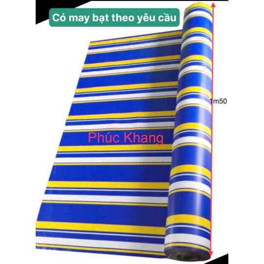 Bạt mái hiên nhựa PVC 2 mặt sọc khổ rộng 1m50 loại dày, dẻo, giúp che nắng mưa siêu bền, không thấm